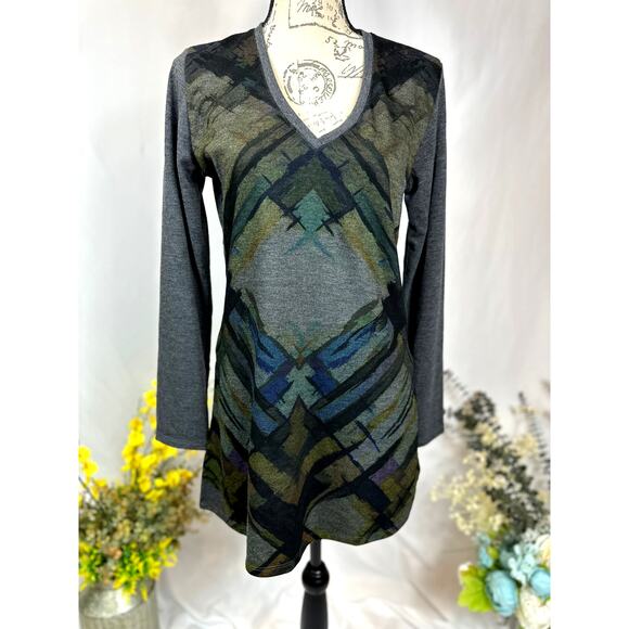 Vintage Go Couture Abstract Sweater V-neck Boho Lightweight XL - Picture 1 of 10